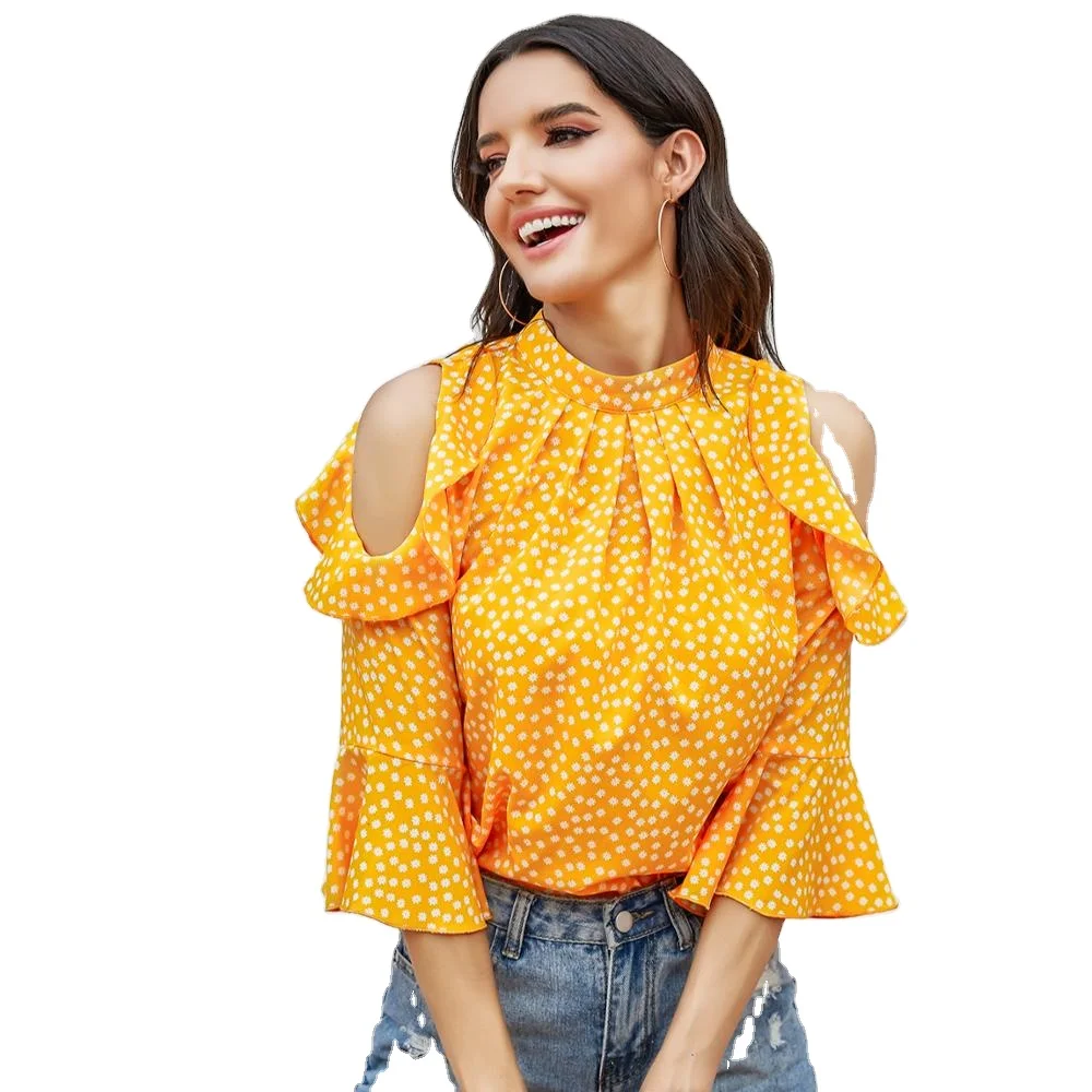 

Girls Polka Dot Shirt New Fashion Lace Blouse Women Sexy Crop Tops