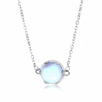 

2019 New 925 Sterling Silver Glass CaboChon Aurora Necklace For Women