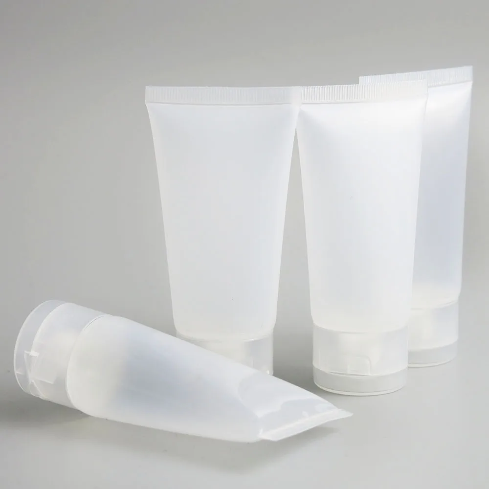 50ml Frost Clear Empty Face Cleanser Bottle Plastic Soft Wash Tube For Cream Lotion With Flip