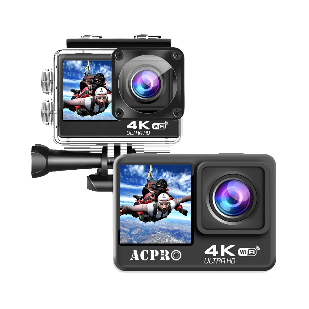 

2021 ACPRO 4K 24MP V316 IMX317 Customized Design Dual Screen Vlog Recording 4K Action Camera 4K