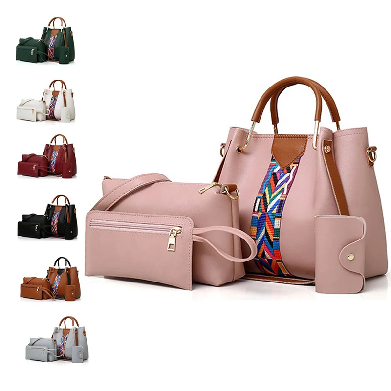 

2020 Hotsale Smooth PU Suede Leather 4pcs Ladies Bags Set Bags Women Handbags Set Purse Handbag For Young Lady/