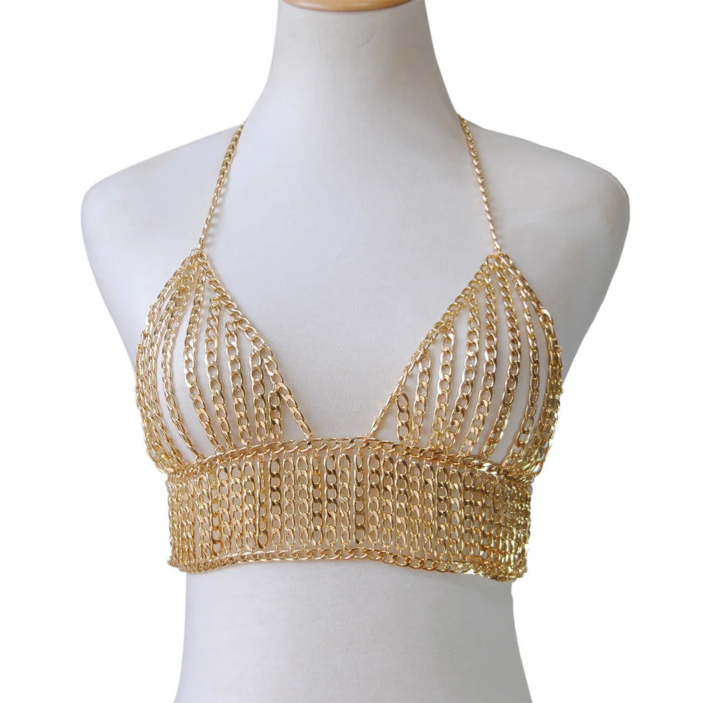 

New Body Jewelry Sexy Bikini Bra Belly Chain Bohemia Tassel Multilayer Beach Belly Waist Body Chains Body Chains Lingerie, Gold