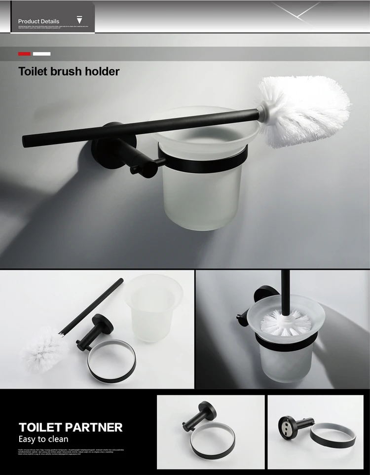 HIDEEP bathroom accessories cleaning toilet brush stainless steel black bathroom accessories