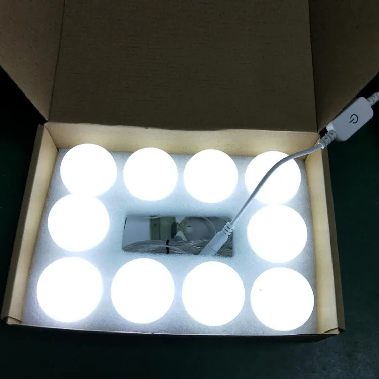 
4m LED Vanity Mirror Lights Kit, Make up Lights with 10 dimmable light bulb, three light color modes makeup mirrors light 
