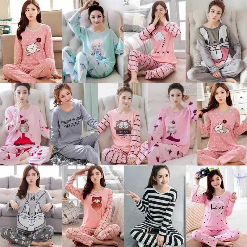 

Cartoon Print Pijamas China Supplier Long Sleeved Cotton Sleepwear Pijamas Por Mayor pajama, Customized color