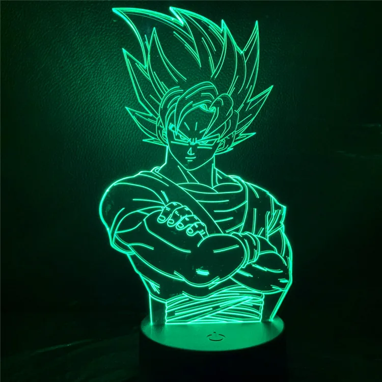 Cartoon Shape Son Goku 3D Illusion Lamp LED Table Night Light for Dragon Ball Fans
