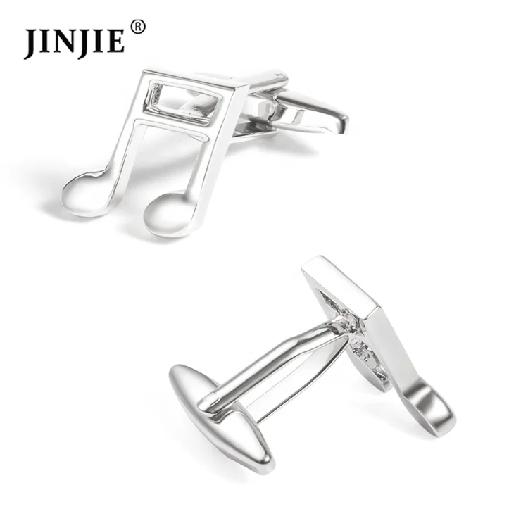 

Ready to ship high quality cooper music symbol silver color plated cufflinks for men shirt