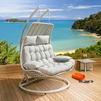 Ocio Patio De Mimbre De Ratán Al Aire Libre Doble Columpio Silla/silla