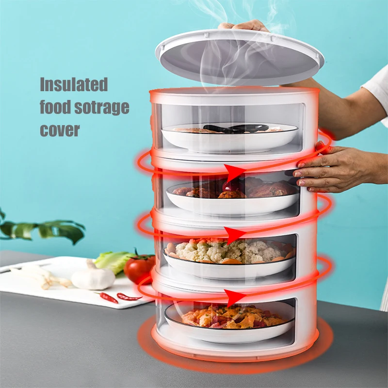 

Modern 5 layer movable plastic stackable food sotrage box insulation food cover container with lids, White