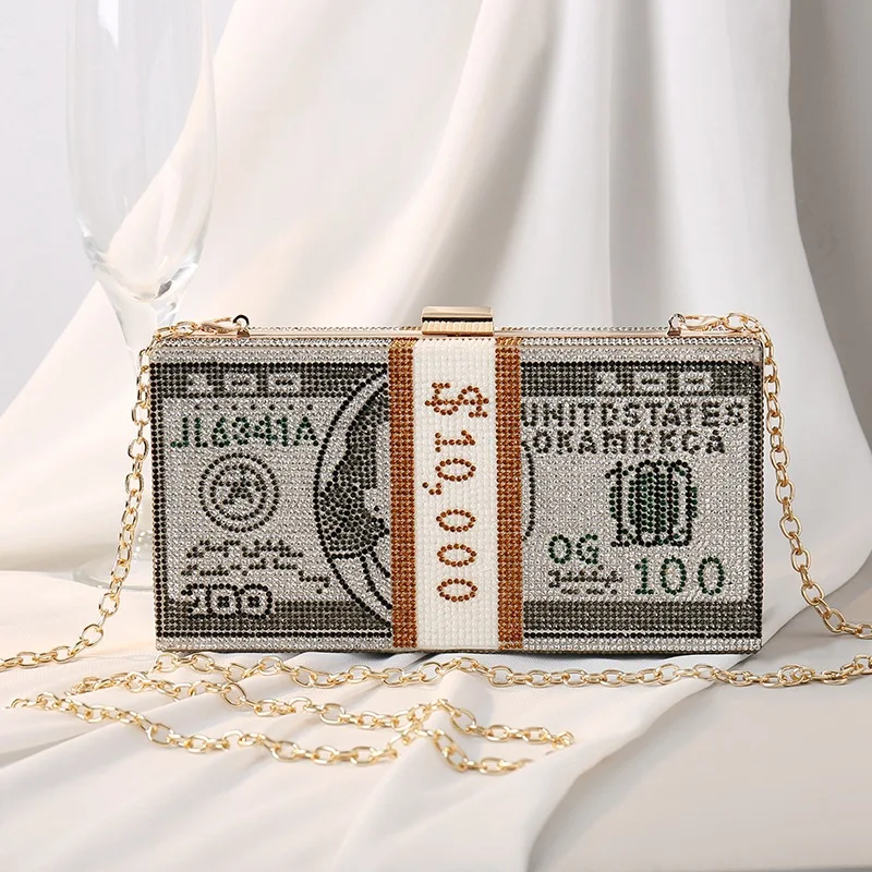 

women evening party crystal stack of money purses funny clutches