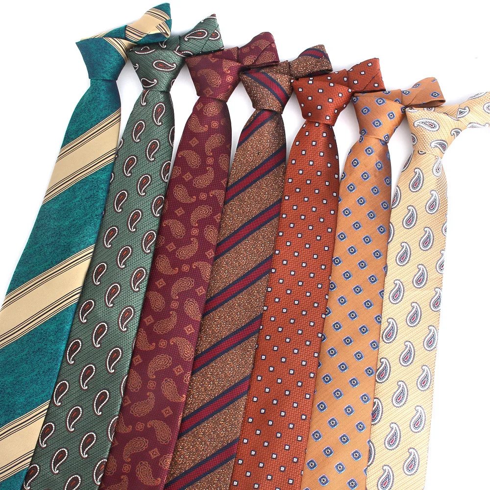 8cm Necktie Color Yellow Business Men's Ties Silk Polyester Striped Paisley Neck Ties For Men