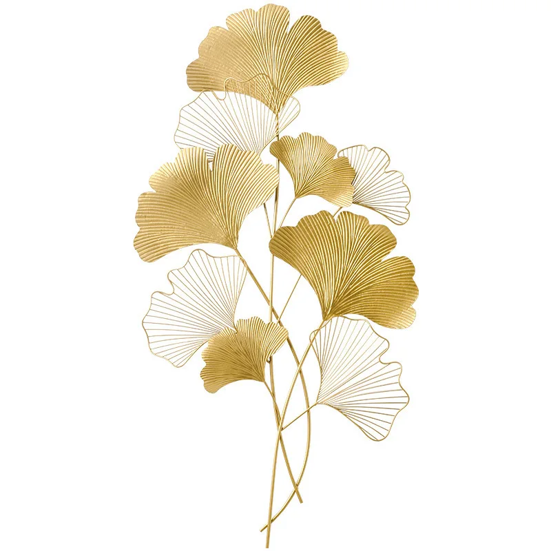 

Golden Metal Art Wall Sculpture for Living Room Office Study Golden Ginkgo Leaf Wall Hanging Decor, Gold