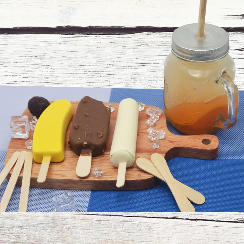 

Customized natural birch popsicle engraved wooden ice cream sticks with logo