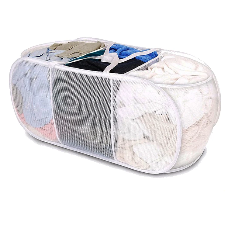 3 Compartment Micro Mesh Pop Up Washing Bag Laundry Hamper - Buy ...