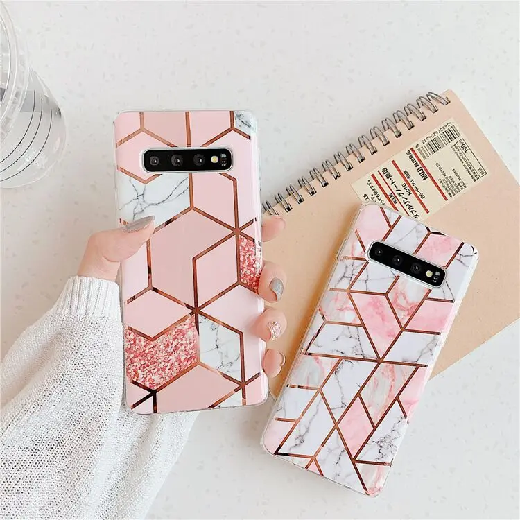 

Shiny Glitter Geometric Marble Phone Case Cover for Samsung S10 Lite , Case for Samsung Galaxy S10 Plus, 11 colors optional