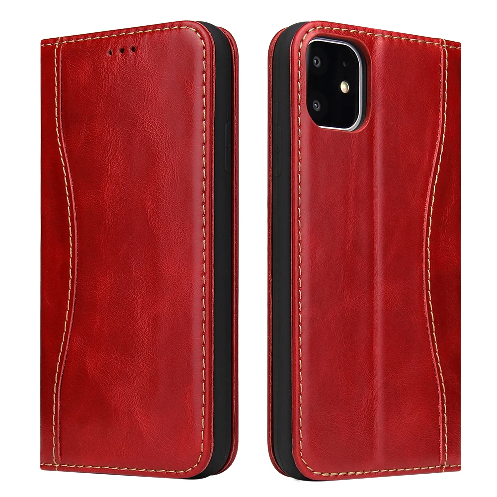 

Cell Phone Accessories Protective Wallet Case for iPhone 11, Red, black, brown