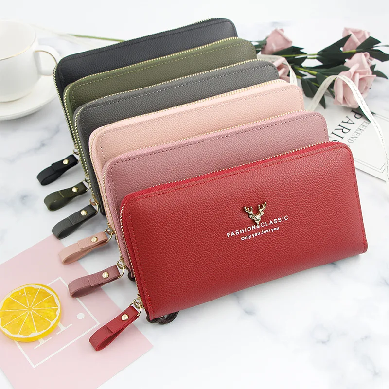 

PU wallets pu woman ladies purse Casual ladies wallet buckle student coin purse women purse wallet 2020, 6 colors