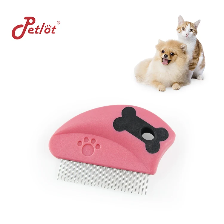 

Factory Wholesale Grooming Brush Dogs Cat Mini Flea Comb Detangling Pet Comb, Pink