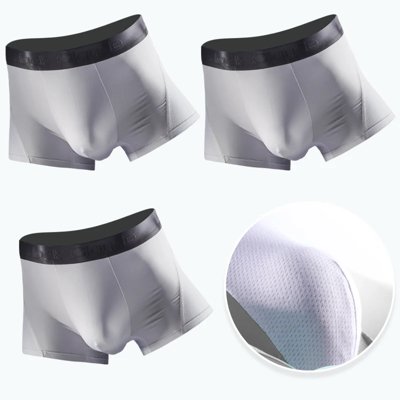 

Durable Woven Elastic Band Breathable Comfortable Fit Ice Silk Boxer Shorts