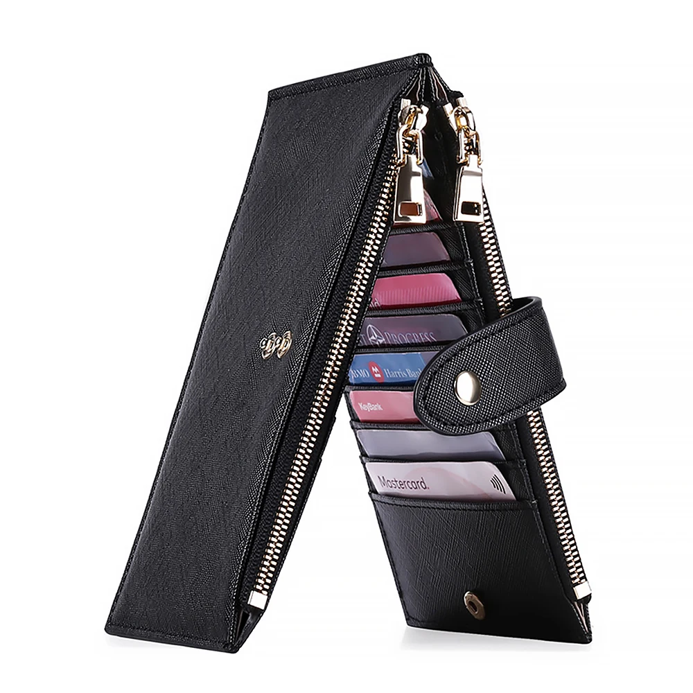 

Women Anti-Theft RFID Blocking Bifold Multi Card Case Wallet With Zipper Pocket Purse Smart Wallet Credit Card Holder, 12 colors