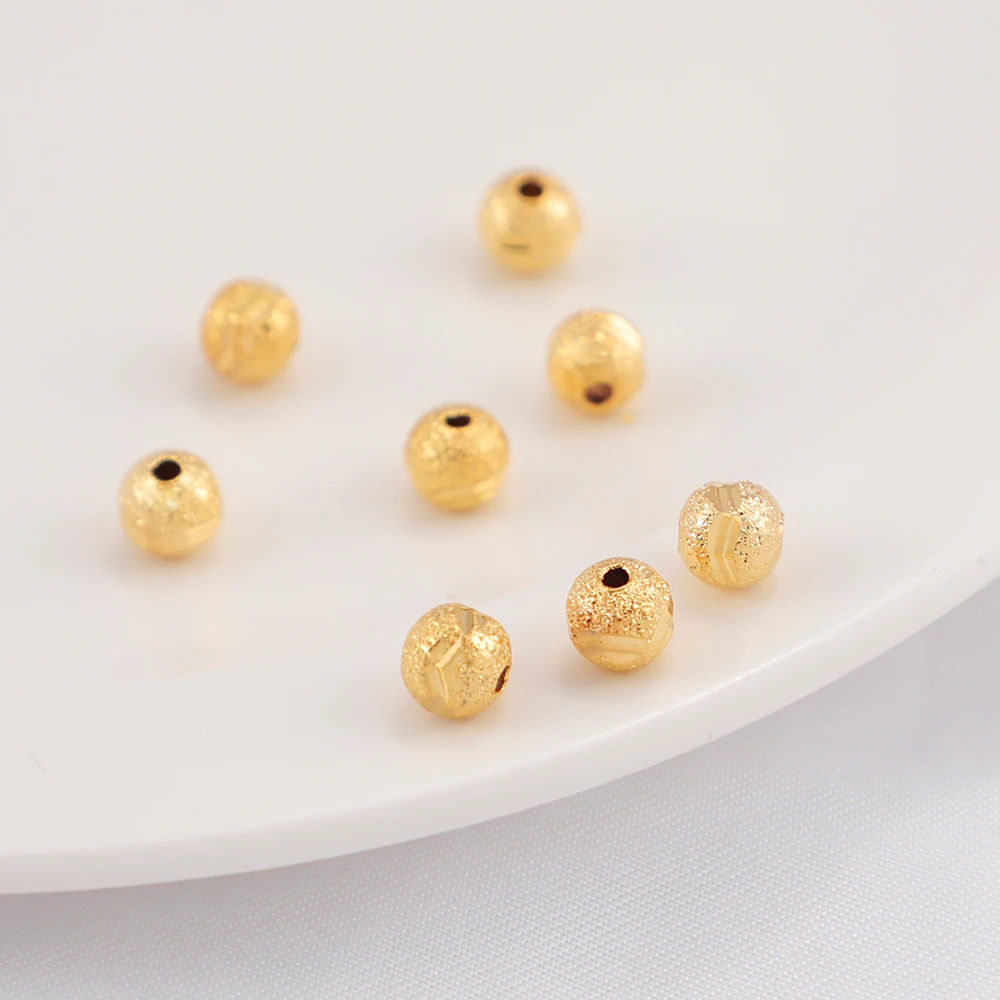 

copper 18K gold plated frosted bulk bead for DIY Bracelet making Long-lasting color retention 6mm round ball bead spacer beads