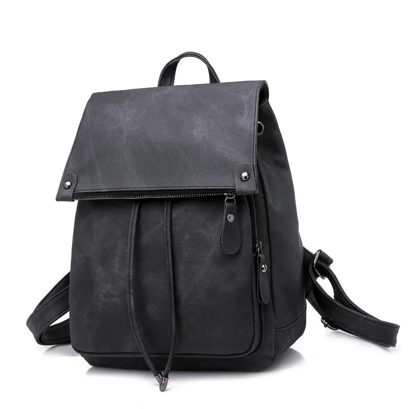 

Unisex simple fashion high load bearing double shoulder strap black backpacks