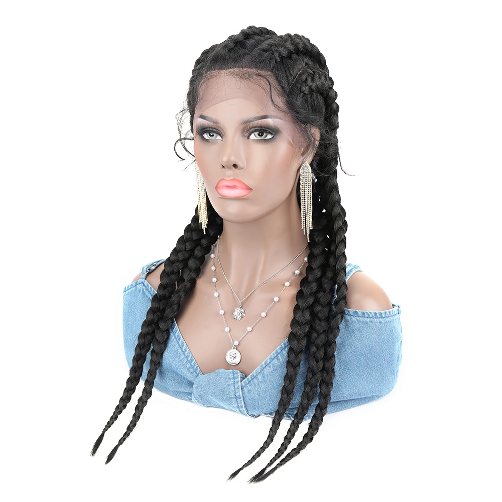 

hot sale New 180% Density hair wigs synthetic braid wigs for black white women lace frotal long braided wigs, 1b 27/613m t1b/27 t1b/30 t1b/99j t1b/613