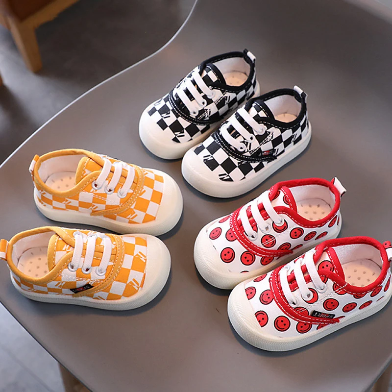 

Kids Shoes for Boys Girls Slip on Loafers Breathable Flat Canvas Children Sneakers Spring Autumn Lattice Casual Baby Shoes