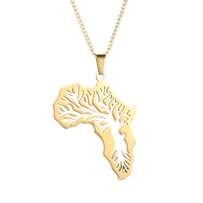 

Hollow Irregular Tree Of Life Pendant Jewelry Necklace Gold 316l Stainless Steel Africa Country Map Necklace Design Jewelry, Silver,gold