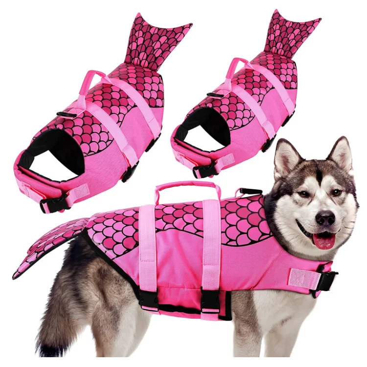 

Dog life jacket with shark fin coast guard bulk medium vest pet swimming adjustable reflective safety dog swimsuit