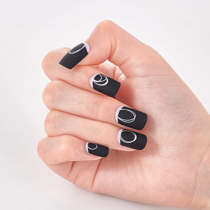 

Wholesale 24pcs press on nails pure color artificial fingernails customiedr design false nails