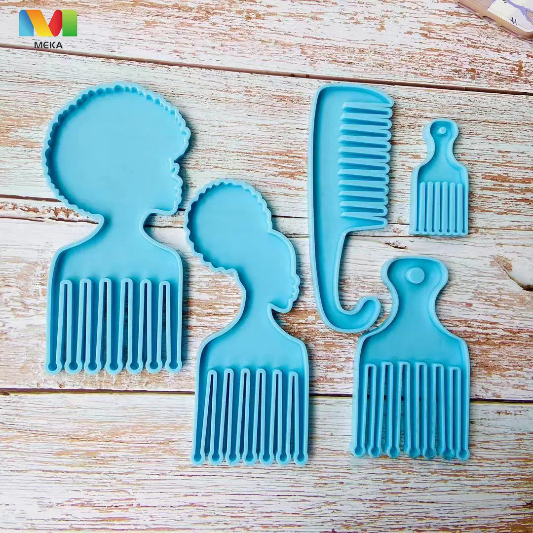 

L7078 DIY Amazon sells like hot cakes silicone Afro Girl comb resin silicone molds, Customized color