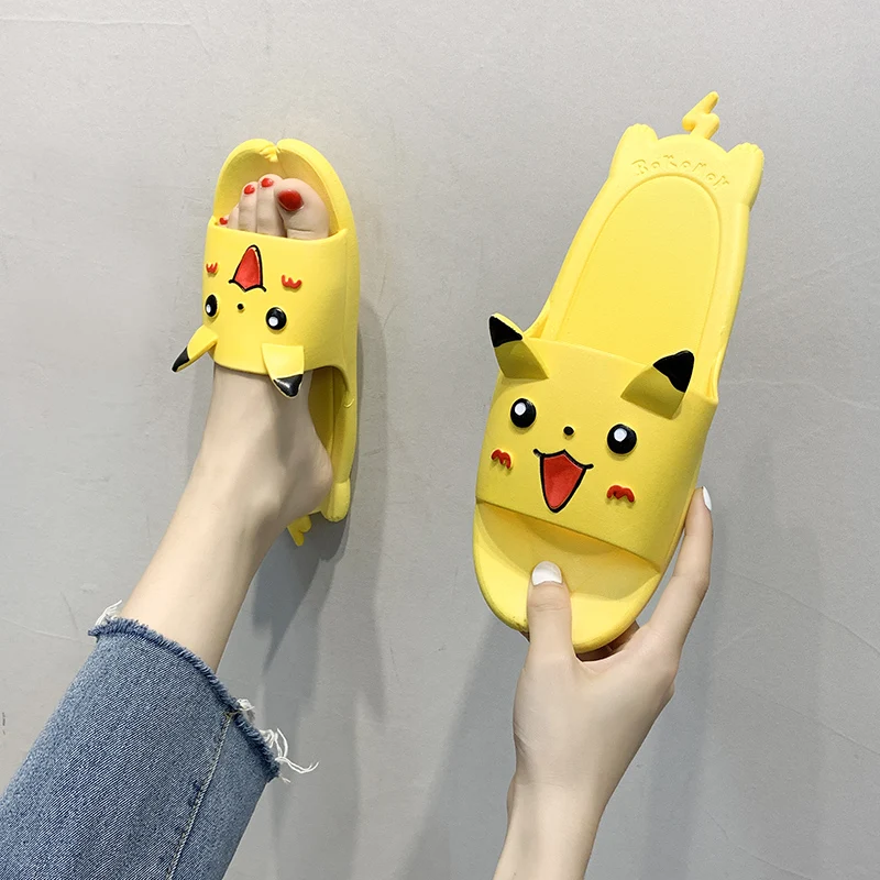 

2022 Cartoon Pikachu Good Price Supplier Summer Wholesale Low Price High Quality PVC Women ladies slippers, Yellow, black, pink