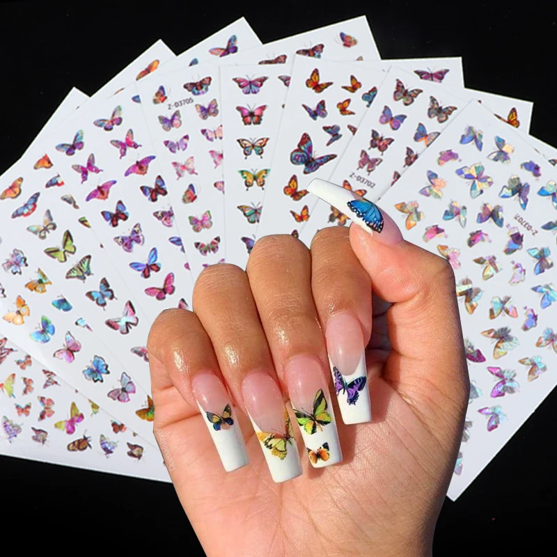 

Holographic Butterfly Designs Sticker Decal DIY Slider for Nail Art Watermark Manicure Decor