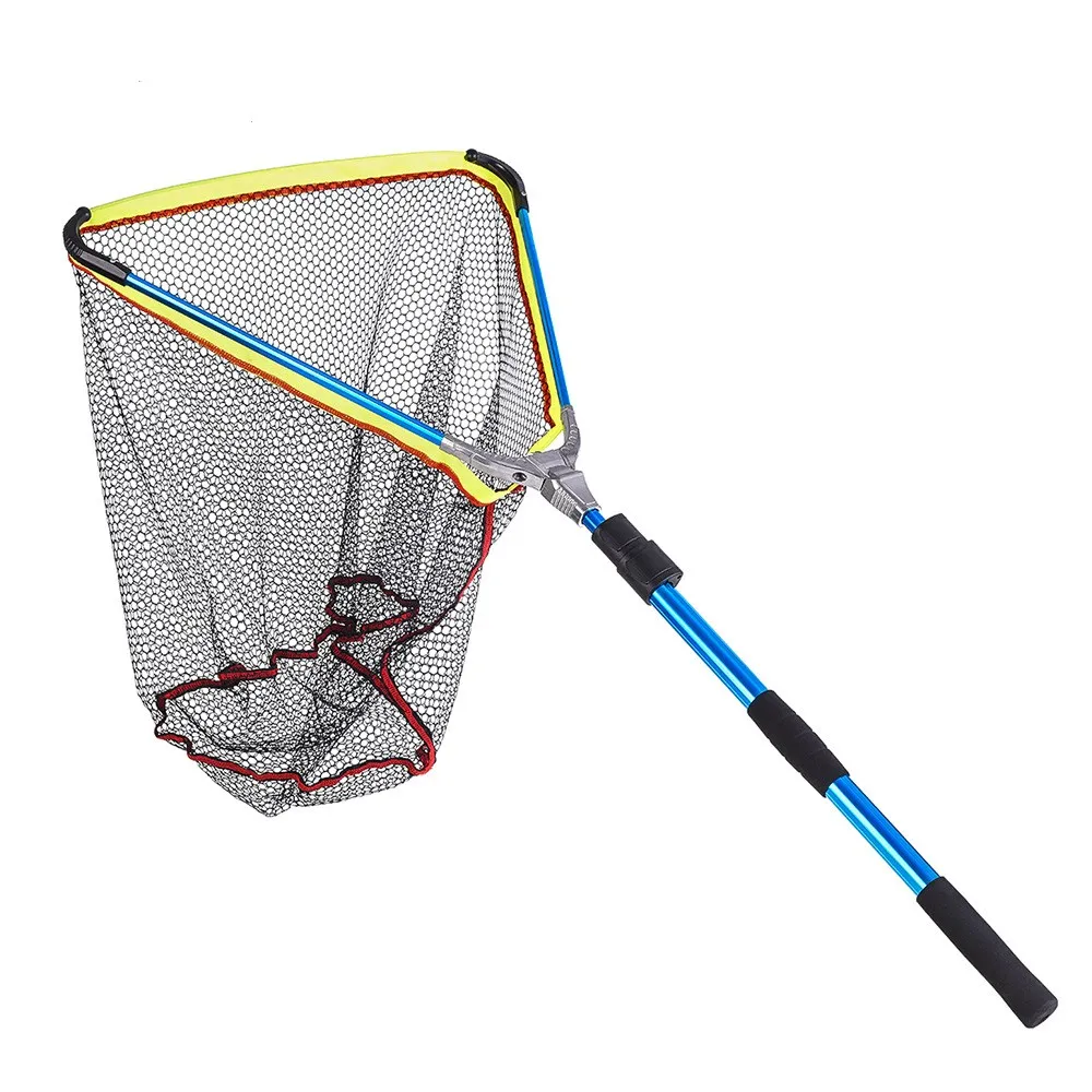

Best Product Perfect Design Blue Durable Strong Nylon Material Non-slip Fishing Landing Net with Collapsible Pole Handle