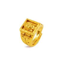 

Fashion wholesale 24K real solid gold plated latest dubai Thailand's Golden Buddha Head men ring made in China