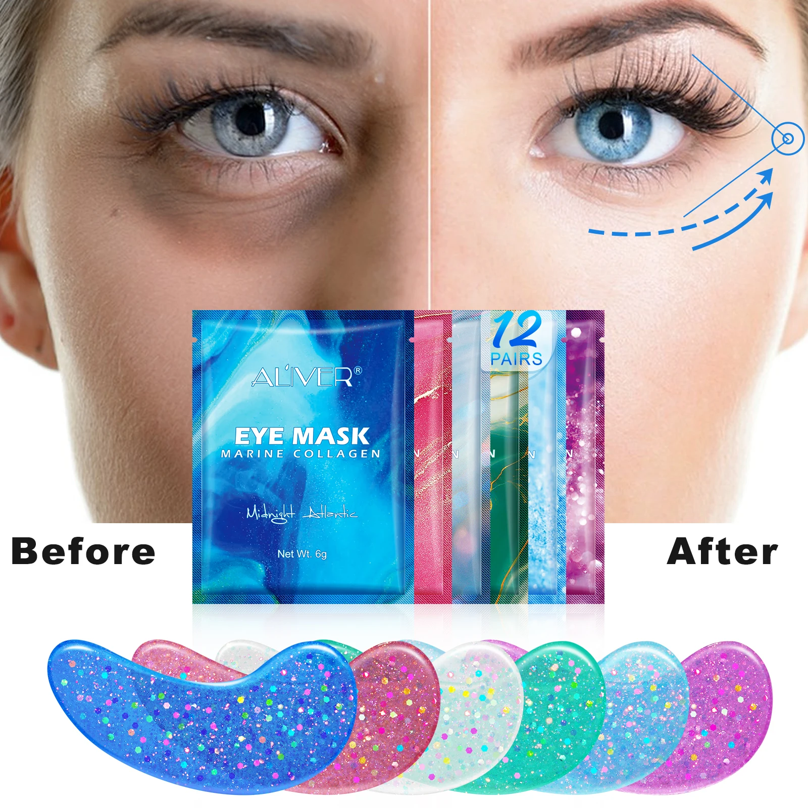 

Pearl Natural Gel Eye Masks Anti Aging Under Eye Patches Anti Wrinkle Marine Collagen Hyaluronic Eye Gels for Dark Circles