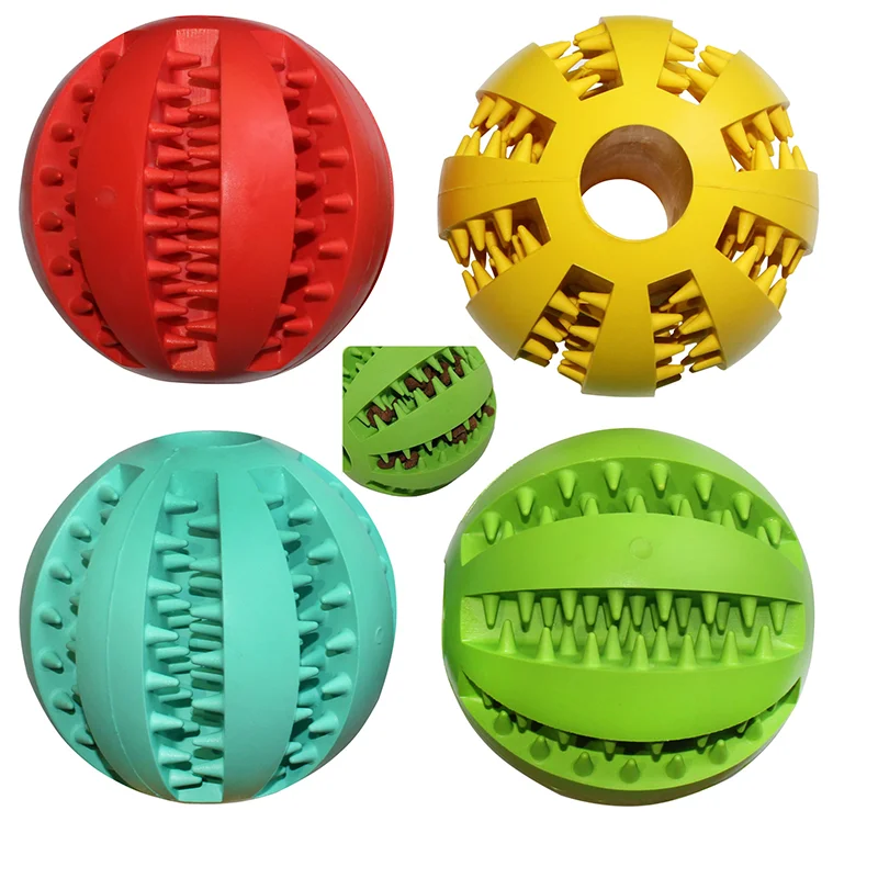 

Made in China Rubber Pet Cleaning Ball Toy Ball Chew Toy Teeth Cleaning Ball Food Dog Toy, Yellow, red, green, blue