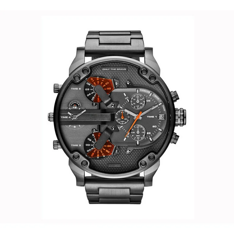 

Black Leather Band Rose Gold Luxury Big Face Stainless Steel Watches with calendar