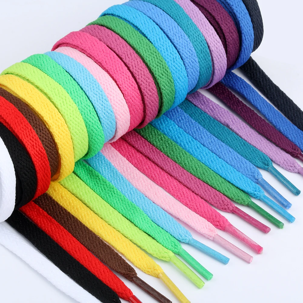 

Hot Seller Colorful 8mm Flat Trainer Shoelaces Shoes string sneakers Replacement Shoe laces 150cm, Colors