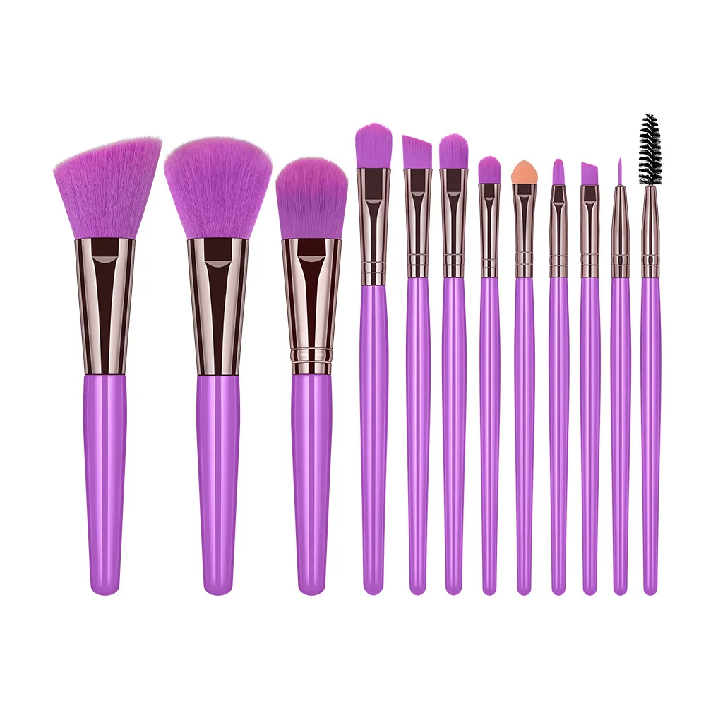 

2021 Amazon Best Seller 12pcs Professional Private Label Purple Makeup Brushes Set Vegan, Blue, pink, green, orange, purple