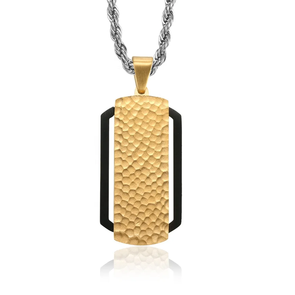 

2021 New unique men's jewelry Stainless Steel Double Color Black gold Plated Pendant Necklace