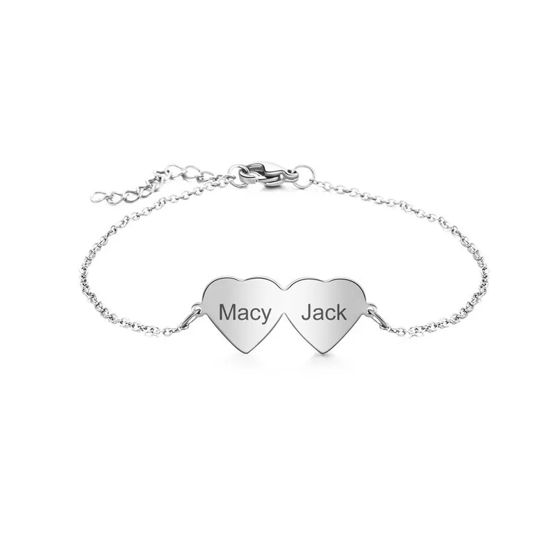 

High Quality Boutique Hypoallergenic Jewelry Custom Family Couple Name Love Heart Bracelet