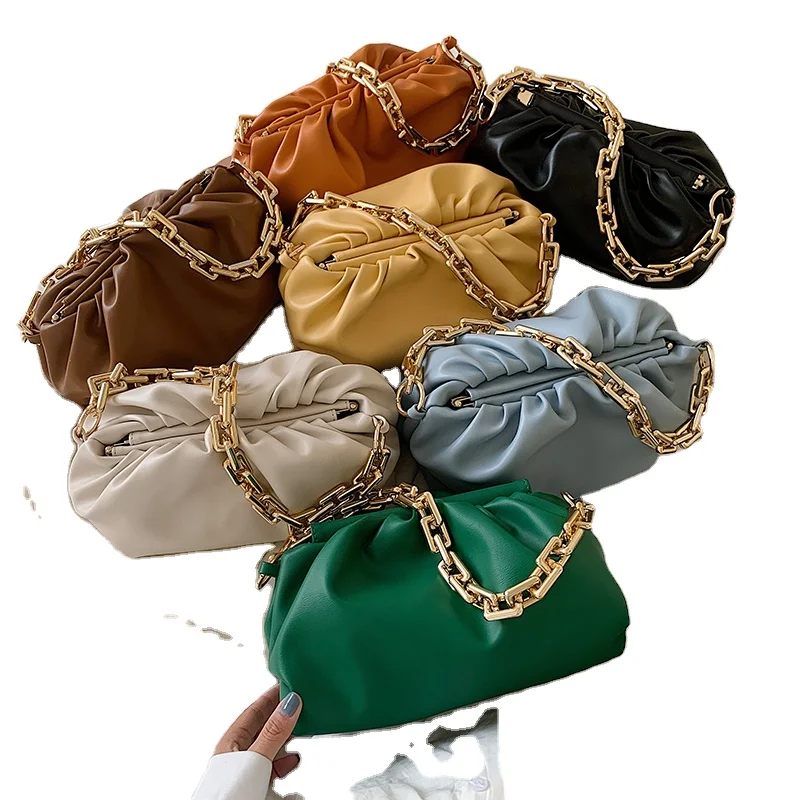 

2021 new fashion pleated chain handbag Korean package female simple shoulder bag cloud bag