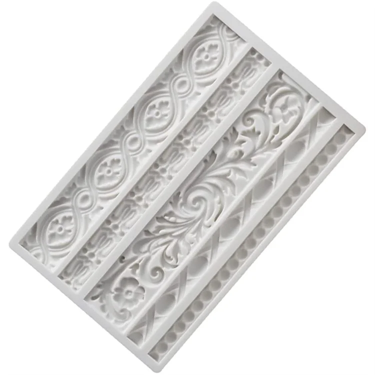 

Baroque Fondant Mold, Scroll Relief Cake Border Silicone Mold for Cake Border Decoration Candy Polymer Clay Sugar Craft