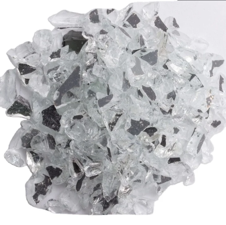 
hot sale indoor coloured crafts silver crushed mirror glass 