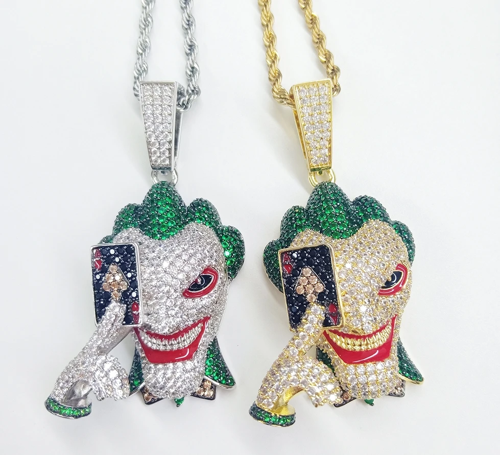 

Hip Hop Custom Iced Out 14K Gold CZ Pave Clown Joker Pendant