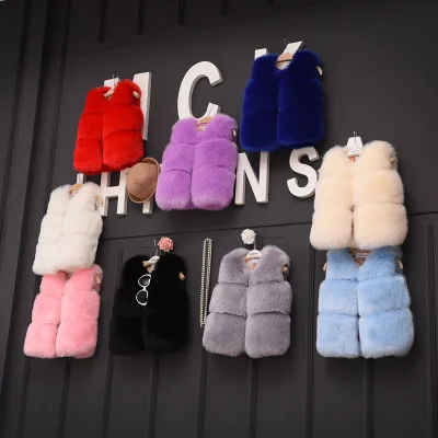 

2019 autumn/winter children fur vest baby girls fashion solid color vests outwear baby coat