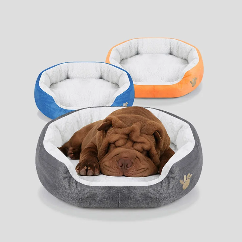 

Hot selling luxury cute wholesale donut round cushion round washable pet sofa kennel custom dog bed house, Orange, green, blue, rose red, gray, brown
