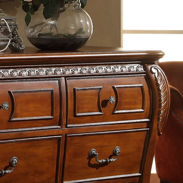
E221Bedroom Luxury Classic Dressing Table American Antique Solid Wood Chest Drawer 